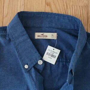 NWT Men Hollister Casual Classic Dress Button Down Front Shirt Vintage Y2K Slim